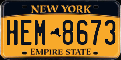 NY license plate HEM8673