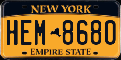 NY license plate HEM8680