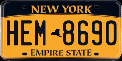 NY license plate HEM8690