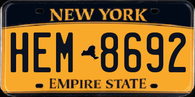 NY license plate HEM8692