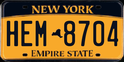 NY license plate HEM8704