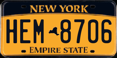 NY license plate HEM8706
