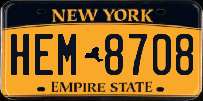 NY license plate HEM8708