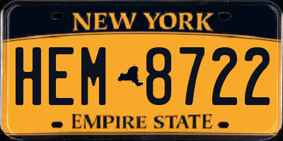 NY license plate HEM8722