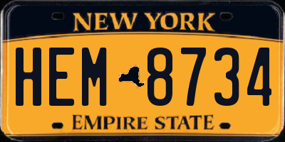 NY license plate HEM8734