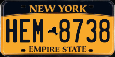 NY license plate HEM8738
