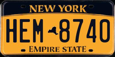 NY license plate HEM8740