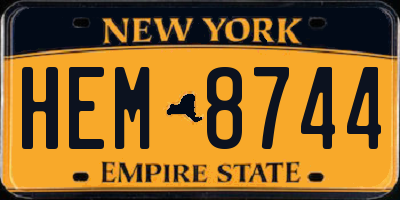 NY license plate HEM8744