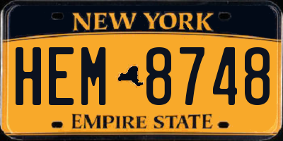 NY license plate HEM8748