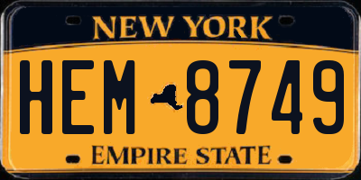 NY license plate HEM8749