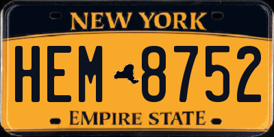 NY license plate HEM8752