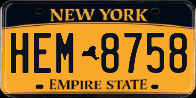 NY license plate HEM8758