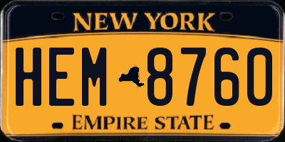 NY license plate HEM8760
