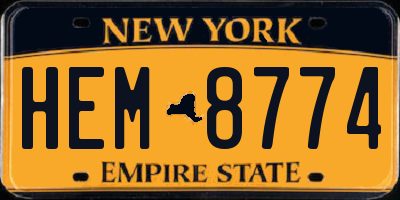 NY license plate HEM8774