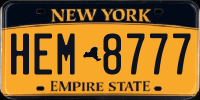 NY license plate HEM8777