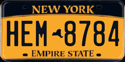 NY license plate HEM8784