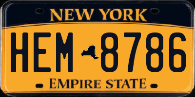NY license plate HEM8786