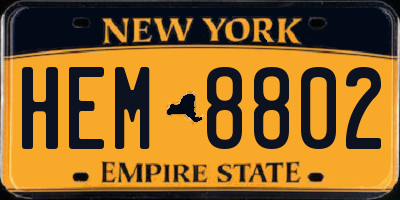 NY license plate HEM8802