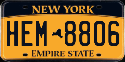 NY license plate HEM8806