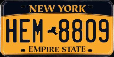NY license plate HEM8809