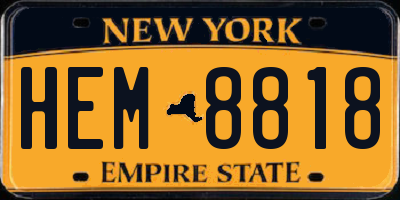NY license plate HEM8818