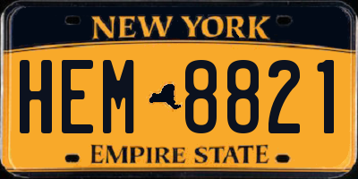 NY license plate HEM8821