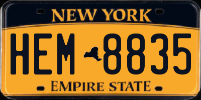 NY license plate HEM8835