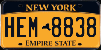 NY license plate HEM8838