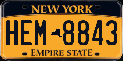NY license plate HEM8843