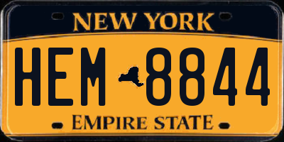 NY license plate HEM8844