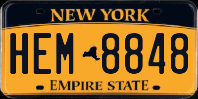 NY license plate HEM8848