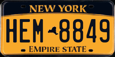 NY license plate HEM8849