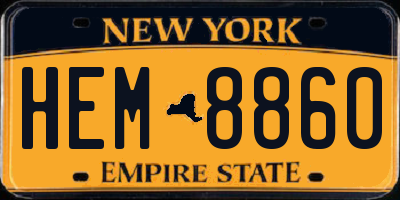 NY license plate HEM8860