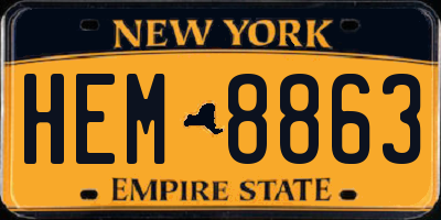 NY license plate HEM8863