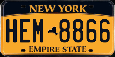 NY license plate HEM8866