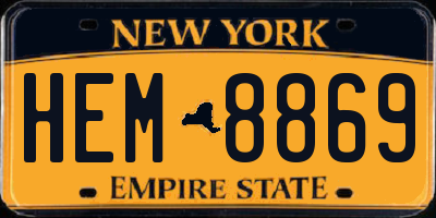 NY license plate HEM8869