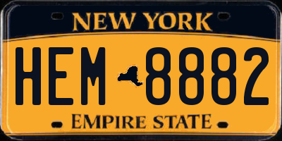 NY license plate HEM8882