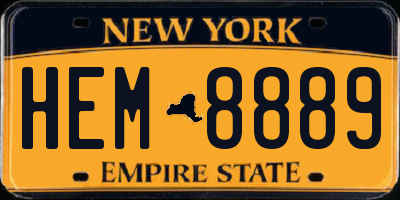 NY license plate HEM8889