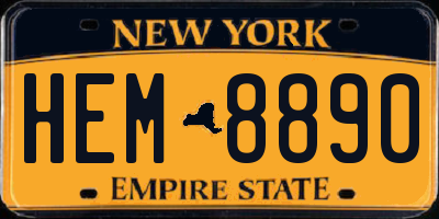 NY license plate HEM8890