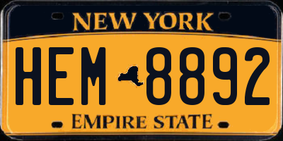 NY license plate HEM8892