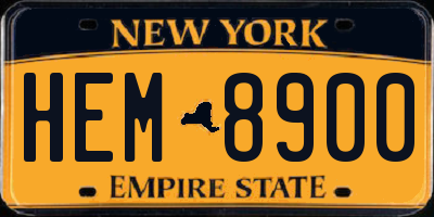 NY license plate HEM8900