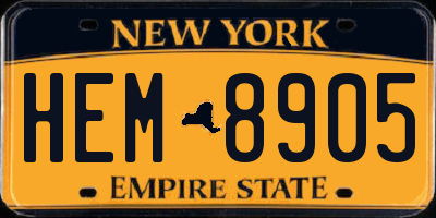 NY license plate HEM8905