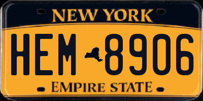 NY license plate HEM8906