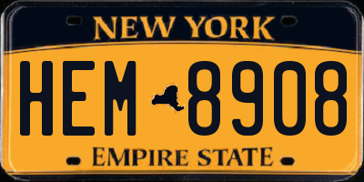 NY license plate HEM8908