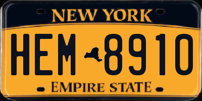 NY license plate HEM8910