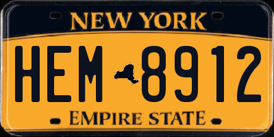 NY license plate HEM8912