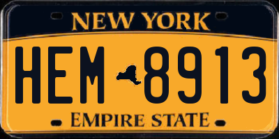 NY license plate HEM8913