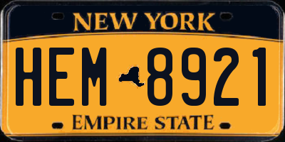 NY license plate HEM8921