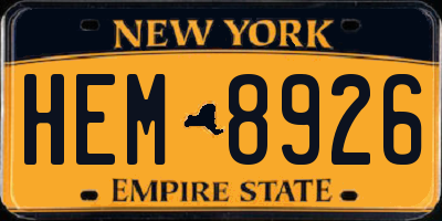 NY license plate HEM8926