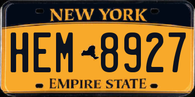 NY license plate HEM8927